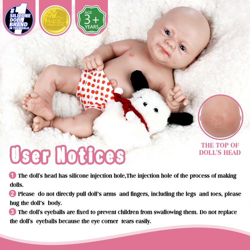 Vollence 14 inch Full Body Silicone Baby Dolls,Not Vinyl Dolls,Soft Realistic Real Silicone Baby Doll Bald, Lifelike Newborn Platinum Silicone Baby Doll - Girl - Image 2